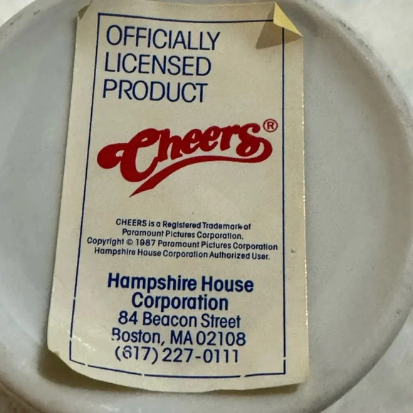 Vintage Cheers Boston Coffee Mug Cup 1987 Original Sticker Boston CollectibleNEW - Picture 3 of 7